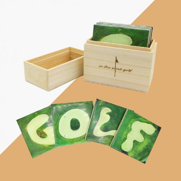 GOLF Sandstone Coaster Set in Wood Box 4